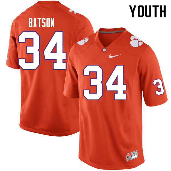 Youth #34 Ben Batson Clemson Tigers College Football Jerseys Sale-Orange